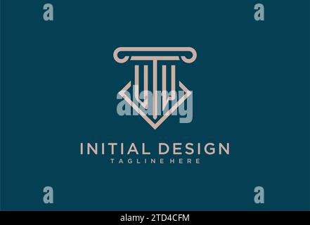 UW initial with pillar icon design, clean and modern attorney, legal firm logo design ideas Stock Vector