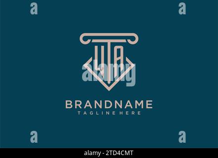 WA initial with pillar icon design, clean and modern attorney, legal firm logo design ideas Stock Vector