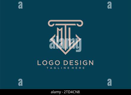 ML initial with pillar icon design, clean and modern attorney, legal firm logo design ideas Stock Vector