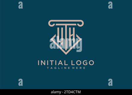 WH initial with pillar icon design, clean and modern attorney, legal firm logo design ideas Stock Vector