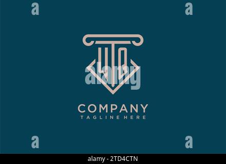 WQ initial with pillar icon design, clean and modern attorney, legal firm logo design ideas Stock Vector