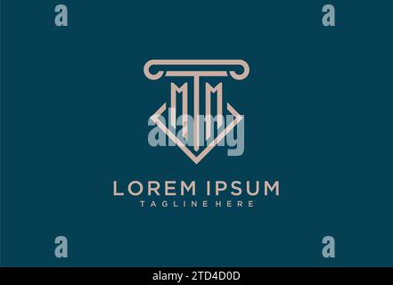 MM initial with pillar icon design, clean and modern attorney, legal firm logo design ideas Stock Vector