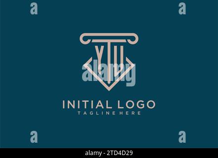 YU initial with pillar icon design, clean and modern attorney, legal firm logo design ideas Stock Vector