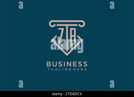 ZB initial with pillar icon design, clean and modern attorney, legal firm logo design ideas Stock Vector