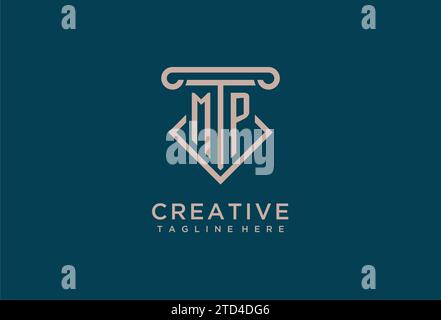 MP initial with pillar icon design, clean and modern attorney, legal firm logo design ideas Stock Vector