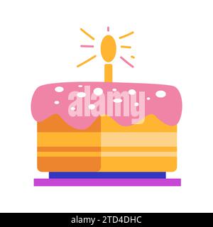 Birthday cake with candle. Hand drawn birthday cake vector illustration Stock Vector