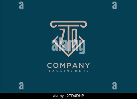 ZQ initial with pillar icon design, clean and modern attorney, legal firm logo design ideas Stock Vector