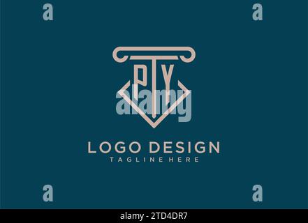 PY initial with pillar icon design, clean and modern attorney, legal firm logo design ideas Stock Vector