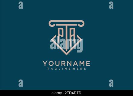 PR initial with pillar icon design, clean and modern attorney, legal firm logo design ideas Stock Vector