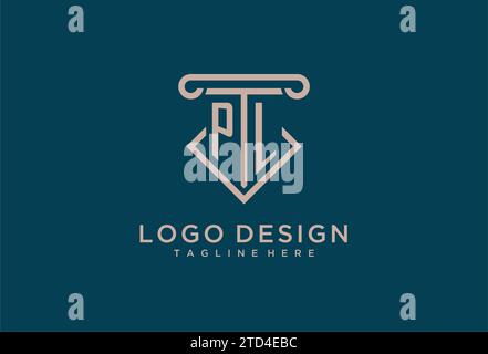 PL initial with pillar icon design, clean and modern attorney, legal firm logo design ideas Stock Vector