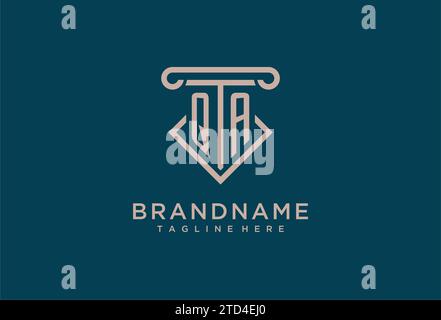 QA initial with pillar icon design, clean and modern attorney, legal firm logo design ideas Stock Vector