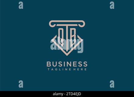 QB initial with pillar icon design, clean and modern attorney, legal firm logo design ideas Stock Vector