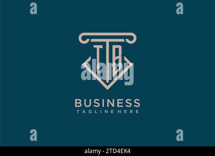 TB initial with pillar icon design, clean and modern attorney, legal firm logo design ideas Stock Vector