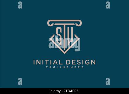 SW initial with pillar icon design, clean and modern attorney, legal firm logo design ideas Stock Vector