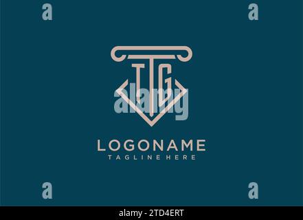 TG initial with pillar icon design, clean and modern attorney, legal firm logo design ideas Stock Vector