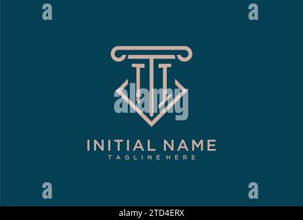 TI initial with pillar icon design, clean and modern attorney, legal firm logo design ideas Stock Vector