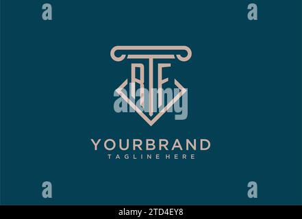 RF initial with pillar icon design, clean and modern attorney, legal firm logo design ideas Stock Vector