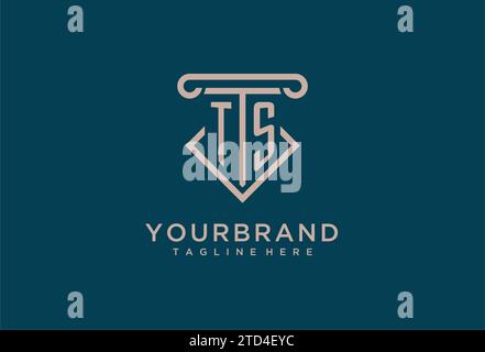 TS initial with pillar icon design, clean and modern attorney, legal firm logo design ideas Stock Vector