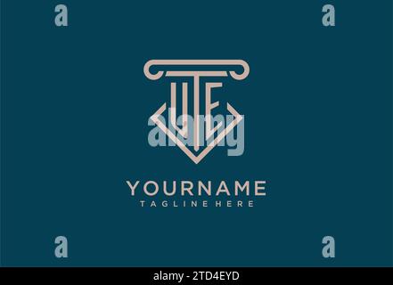 UE initial with pillar icon design, clean and modern attorney, legal firm logo design ideas Stock Vector