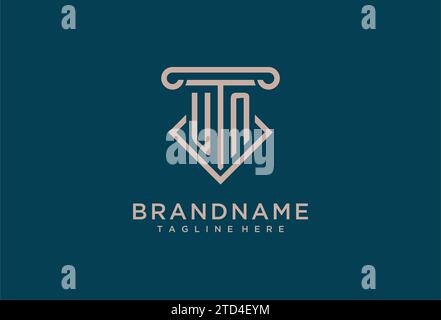 UN initial with pillar icon design, clean and modern attorney, legal firm logo design ideas Stock Vector