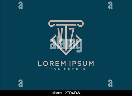 VZ initial with pillar icon design, clean and modern attorney, legal firm logo design ideas Stock Vector