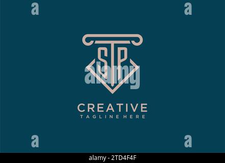 SP initial with pillar icon design, clean and modern attorney, legal firm logo design ideas Stock Vector