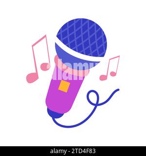 Microphone With Music Notes Cartoon Vector Icon Illustration Stock Vector