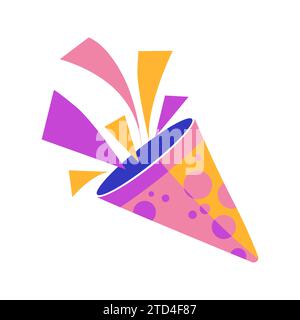 Exploding party popper with confetti vector illustration Stock Vector