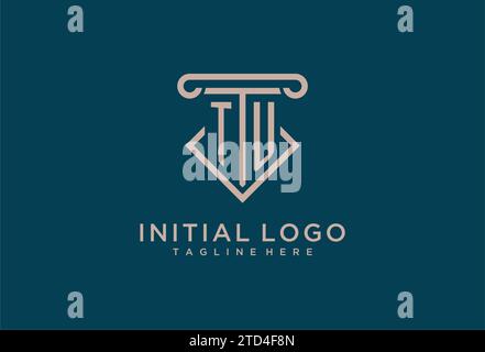TU initial with pillar icon design, clean and modern attorney, legal firm logo design ideas Stock Vector
