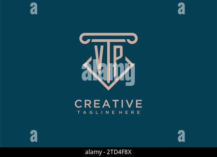 VP initial with pillar icon design, clean and modern attorney, legal firm logo design ideas Stock Vector