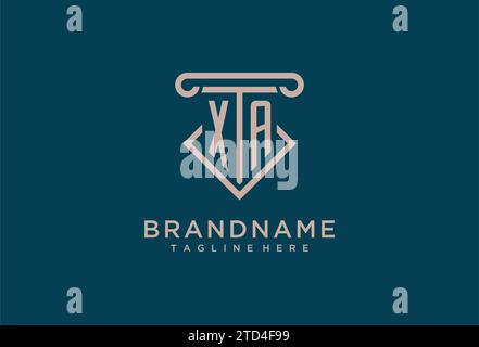 XA initial with pillar icon design, clean and modern attorney, legal firm logo design ideas Stock Vector