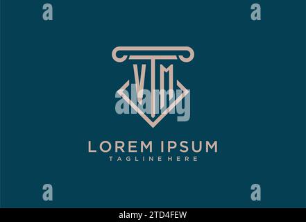VM initial with pillar icon design, clean and modern attorney, legal firm logo design ideas Stock Vector