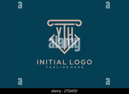 YH initial with pillar icon design, clean and modern attorney, legal firm logo design ideas Stock Vector