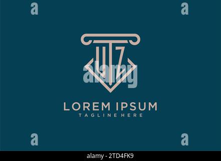 UZ initial with pillar icon design, clean and modern attorney, legal firm logo design ideas Stock Vector