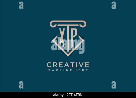 XP initial with pillar icon design, clean and modern attorney, legal firm logo design ideas Stock Vector