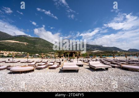 Dhermi panorama on Green Coast beach, Albania Stock Photo