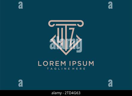 WZ initial with pillar icon design, clean and modern attorney, legal firm logo design ideas Stock Vector