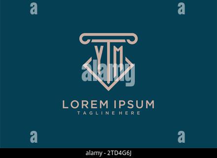 YM initial with pillar icon design, clean and modern attorney, legal firm logo design ideas Stock Vector