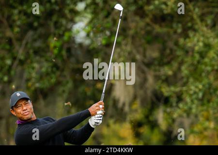 Orlando, USA. 15th Dec 2023. December 15, 2023: Tiger Woods during the Pro-Am at the PNC Championship golf tournament at the Ritz-Carlton Golf Club in Orlando, Florida. Darren Lee/CSM Credit: Cal Sport Media/Alamy Live News Stock Photo