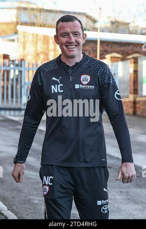 Neill Collins Head coach of Barnsley arrives at Oakwell during the Sky Bet League 1 match Barnsley vs Charlton Athletic at Oakwell, Barnsley, United Kingdom, 16th December 2023  (Photo by Mark Cosgrove/News Images) in Barnsley, United Kingdom on 12/16/2023. (Photo by Mark Cosgrove/News Images/Sipa USA) Stock Photo