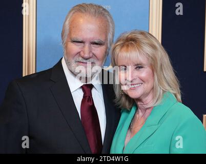(L-R) John McCook and Laurette Spang-McCook arrives at the 50th Annual Daytime Emmy Awards held at the The Westin Bonaventure Hotel in Los Angeles, CA on Friday, December 15, 2023. (Photo By Sthanlee B. Mirador/Sipa USA) Stock Photo