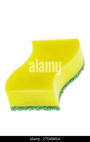 Close up of a yellow dish scrubbing pad isolated on a white background with copy space Stock Photo