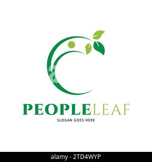 People Leaf Icon Vector Logo Template Illustration Design Stock Vector