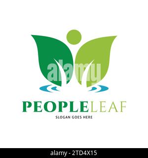 People Leaf Icon Vector Logo Template Illustration Design Stock Vector