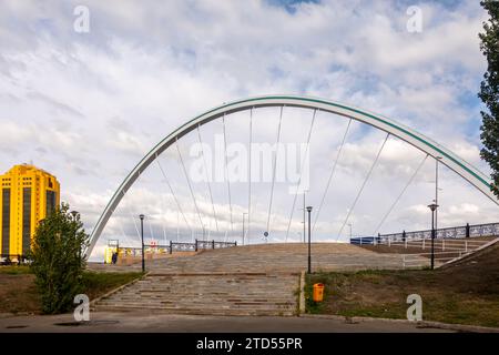 Ramstore or Karaotkel bridge over Ishim river.  Nur-Sultan, Astana, Kazakhstan Stock Photo