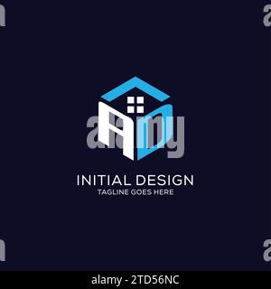 AD initial monogram logo with hexagonal shape and swoosh design ideas ...