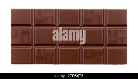 Milk chocolate bar on a white background, top view. Chocolate isolate Stock Photo