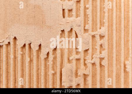 Texture of torn cardboard. Corrugated cardboard background Stock Photo