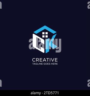 CK initial monogram logo with hexagonal shape and swoosh design ideas ...