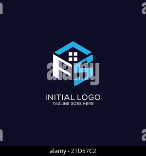 FS initial monogram logo with hexagonal shape and swoosh design ideas ...
